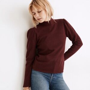 NWOT Madewell Plush Mockneck Puff-Sleeve
